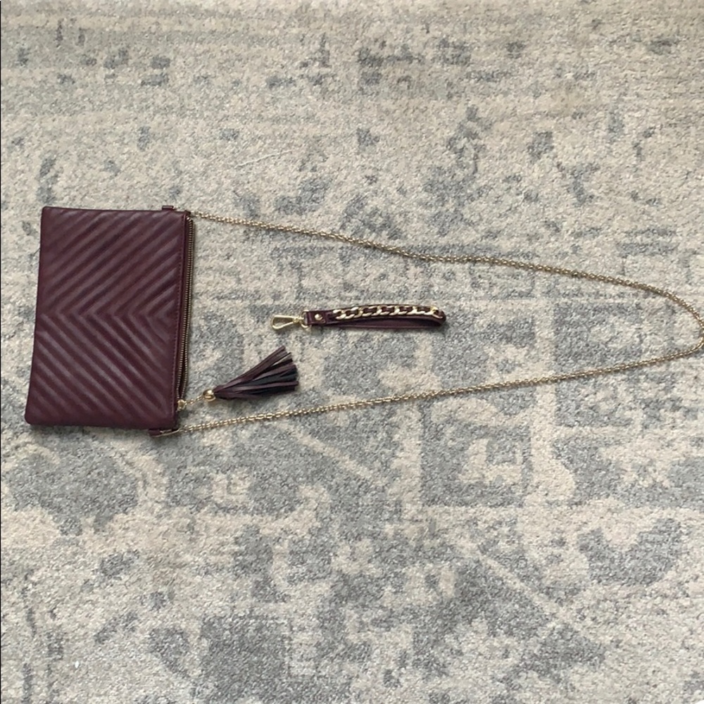 Maroon convertible cross body/clutch - like new